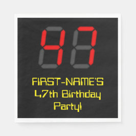 Serviette En Papier 47ème anniversaire : Rouge Digital Horloge Style "