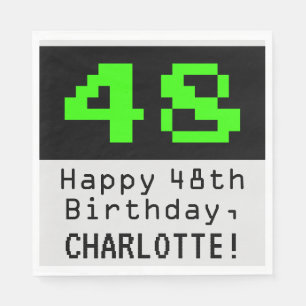 Serviette En Papier 48e anniversaire - Nerdy / Geeky Style "48" & Nom