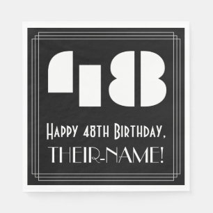 Serviette En Papier 48ème anniversaire : Art Déco Inspiré Look "48" + 