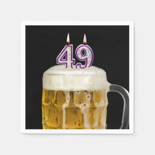 Serviette En Papier 49e anniversaire Bière en noir