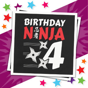 Serviette En Papier 4 Ans Ninja Party Stars Enfants 4e anniversaire