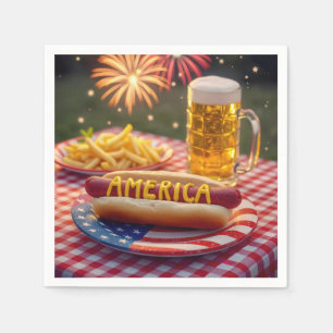 Serviette En Papier 4 juillet américain Hot Dog