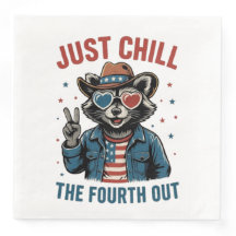 4 Juillet BBQ Cool Retro Raccoon Chill La Quatrièm