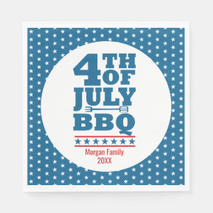 Serviette En Papier 4 juillet BBQ Party Blue Star