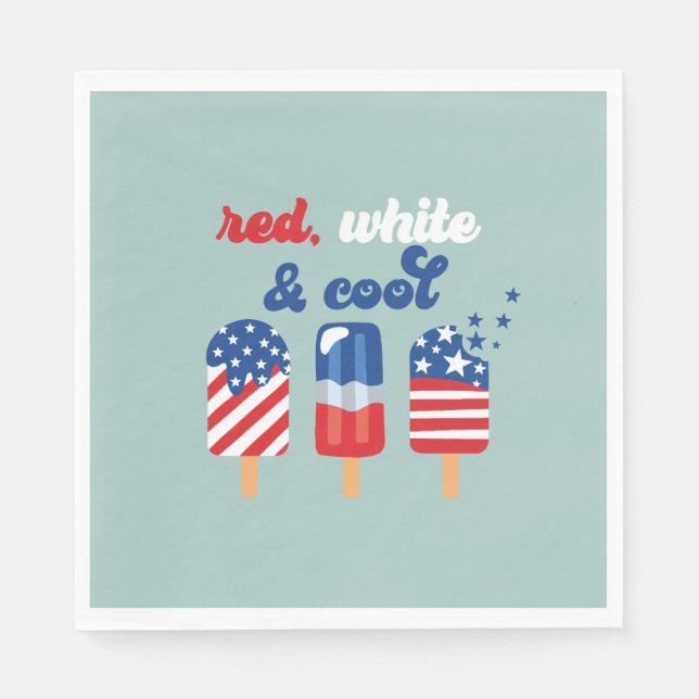 Serviette En Papier 4 juillet Bleu Rouge Blanc Anniversaire (Devant)