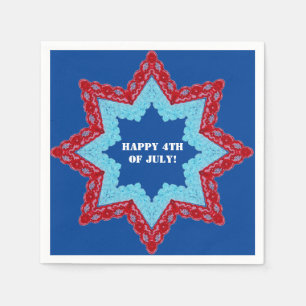 Serviette En Papier 4 juillet dentelle rouge bleu