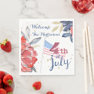 Serviette En Papier 4 juillet Drapeau Personnalisé Fête Élégante