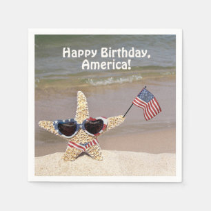 Serviette En Papier 4 juillet étoile de mer avec drapeau