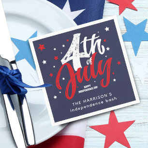 Serviette En Papier 4 juillet Fête de l'indépendance Rouge Blanc Bleu