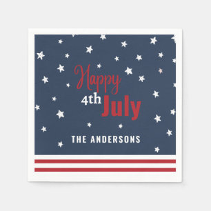 Serviette En Papier 4 juillet fête rouge blanc et bleu