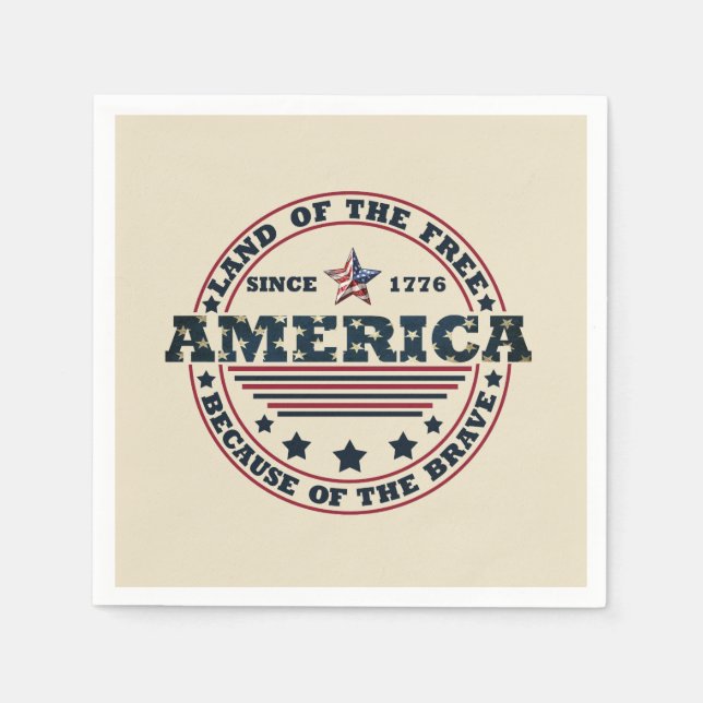 Serviette En Papier 4 juillet heureux (Devant)