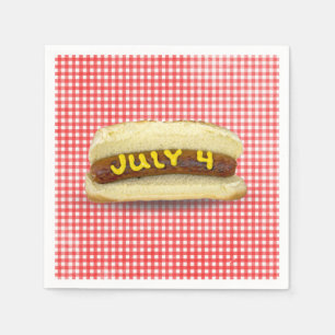 Serviette En Papier 4 juillet Hot Dog sur En vichy