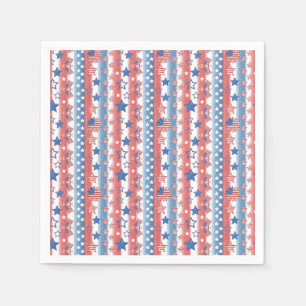 Serviette En Papier 4 juillet moderne Étoiles & Flag Party Patriotique