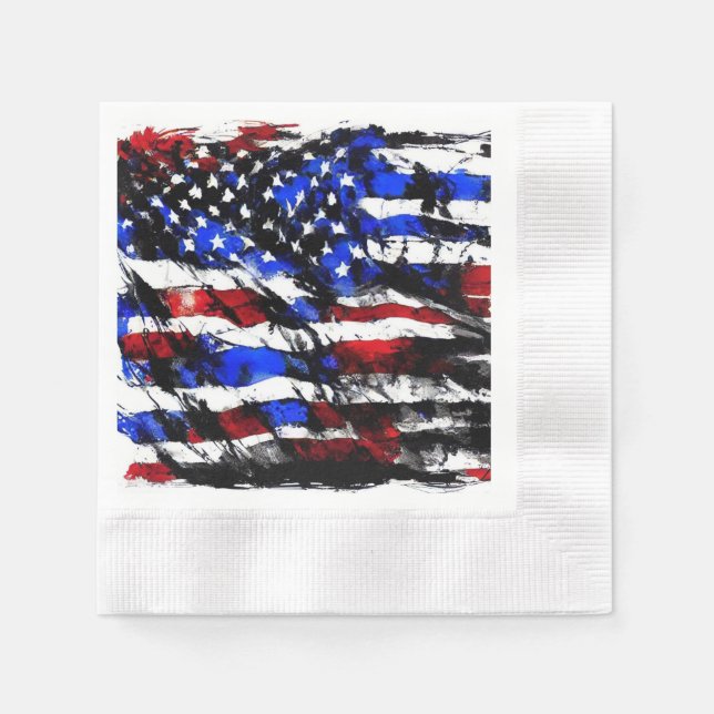 Serviette En Papier 4 juillet papier "drapeau américain" Napkin (Devant)