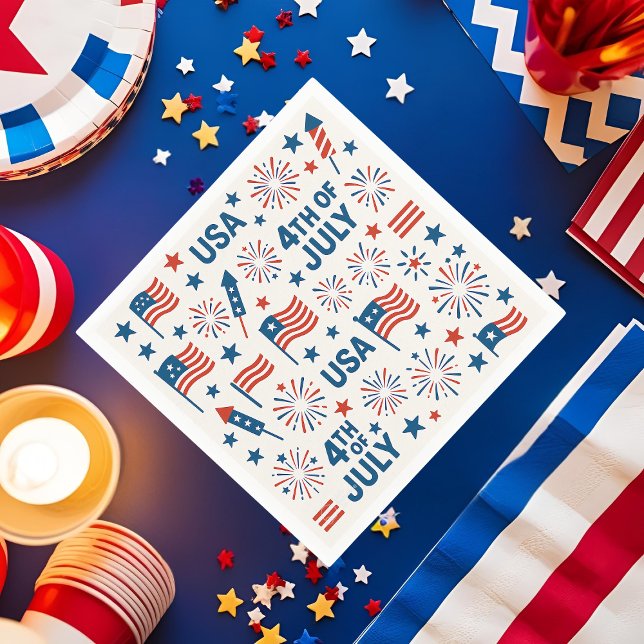 Serviette En Papier 4 juillet patriotique 🇺 🇸 | Feux d'artifice, Éto (Créateur téléchargé)