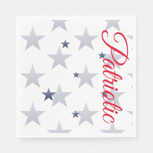 Serviette En Papier 4 juillet, rouge, blanc, étoiles bleues patriotiqu