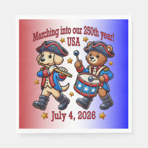 Serviette En Papier 4 juillet USA 250e anniversaire Semiquincentenaire