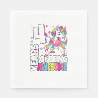 Serviette En Papier 4 Years Old Unicorn 4 Years Of Being Awesome 4th B