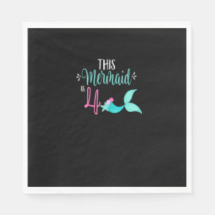Serviette En Papier 4Anniversaire Chemise Mermaid Fille Party mignonne