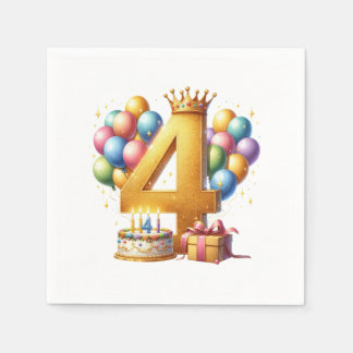 Serviette En Papier 4ème anniversaire doré