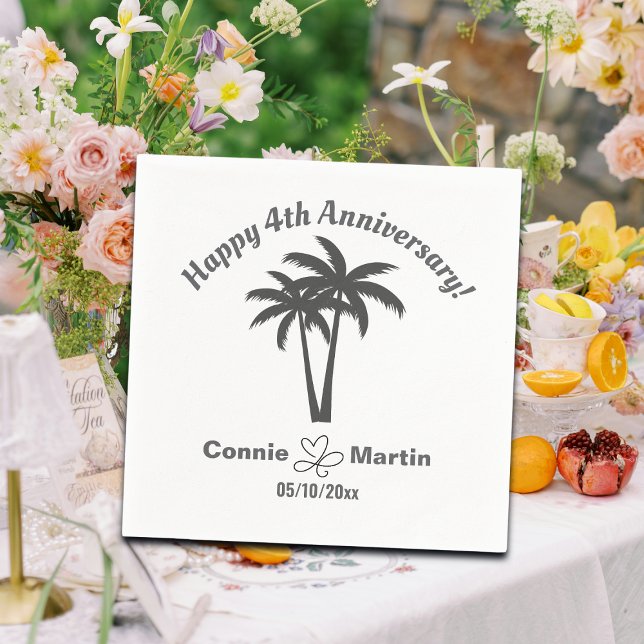 Serviette En Papier 4th Wedding Anniversary Palm Trees (Créateur téléchargé)