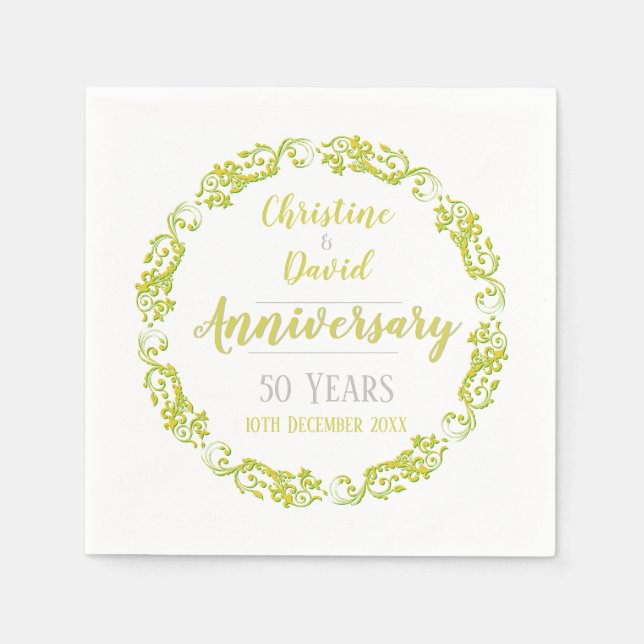 Serviette En Papier 50 ans - Anniversaire Mariage d'or serviettes (Devant)