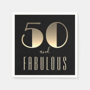 Serviette En Papier 50 ans et Fabuleux 50e Anniversaire Noir