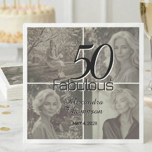 Serviette En Papier 50 ans et Fabuleux Anniversaire Collage Photo Fête