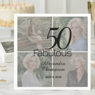 Serviette En Papier 50 ans et Fabuleux Anniversaire Collage Photo Fête