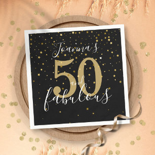 Serviette En Papier 50 ans et fabuleux Anniversaire de 50 ans en noir 