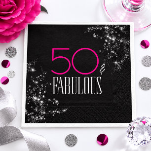 Serviette En Papier 50 ans et fabuleux Anniversaire Noir Rose Glamour