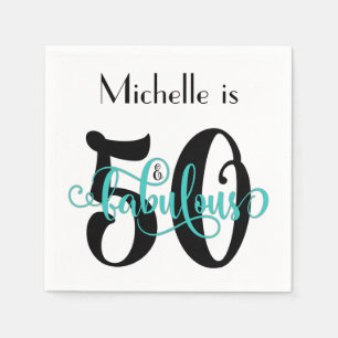 Serviette En Papier 50 ans et fabuleux de typographie noire et aquatiq