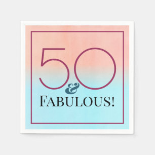 Serviette En Papier 50 ans et Fabuleux Fête Rose et Bleue
