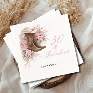 Serviette En Papier 50 ans et Fabuleux Fleurs Western 50e Anniversaire