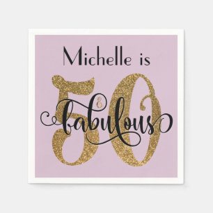 Serviette En Papier 50 ans et fabuleux paillettes dorées Anniversaire