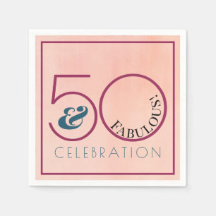 Serviette En Papier 50 ans et fabuleux Rose Célébration d'anniversaire