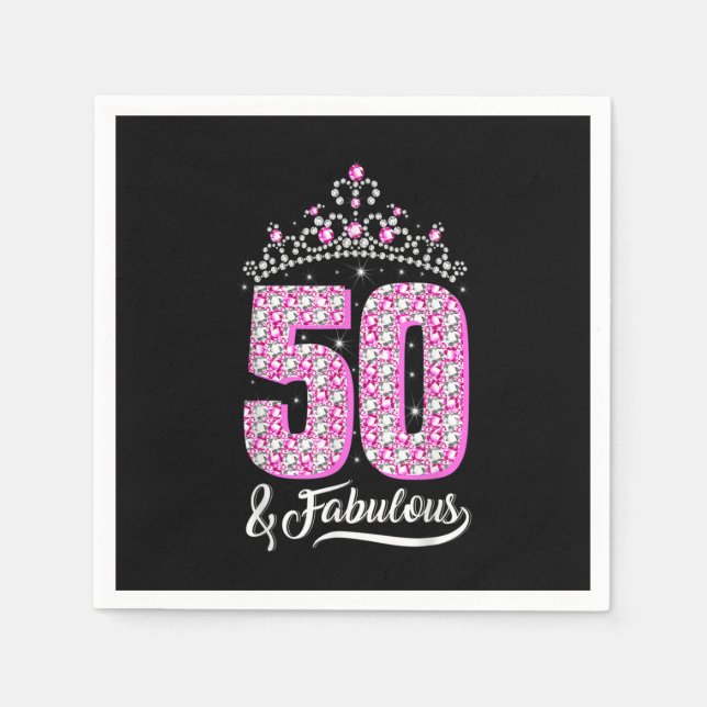 Serviette En Papier 50 et fabuleux 50e anniversaire Diamond Crown Cade (Devant)