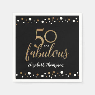 Serviette En Papier 50 et fabuleux 50e anniversaire or