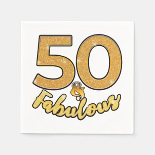 Serviette En Papier 50 et fabuleux 50e Gold Effect Anniversaire
