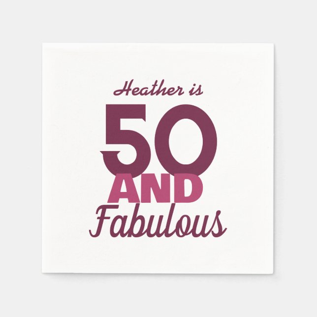 Serviette En Papier 50 et Fabuleux anniversaire (Devant)