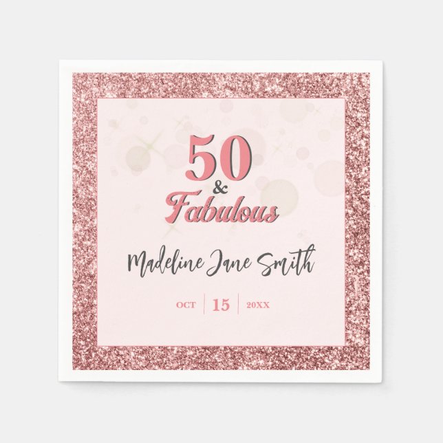 Serviette En Papier 50 et fabuleux Anniversaire Elégante Parties scint (Devant)