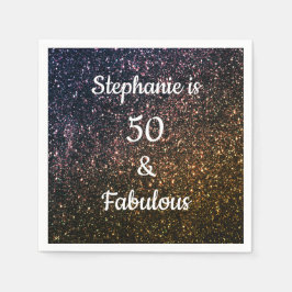 Serviette En Papier 50 Et Fabuleux Anniversaire Gold Black Parties sci
