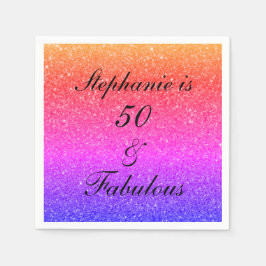 Serviette En Papier 50 Et Fabuleux Anniversaire Rose Parties scintilla