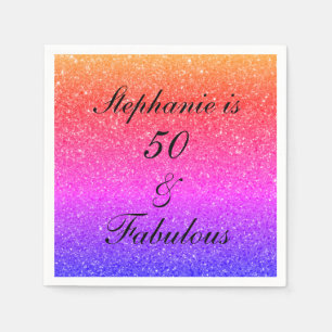 Serviette En Papier 50 Et Fabuleux Anniversaire Rose Parties scintilla
