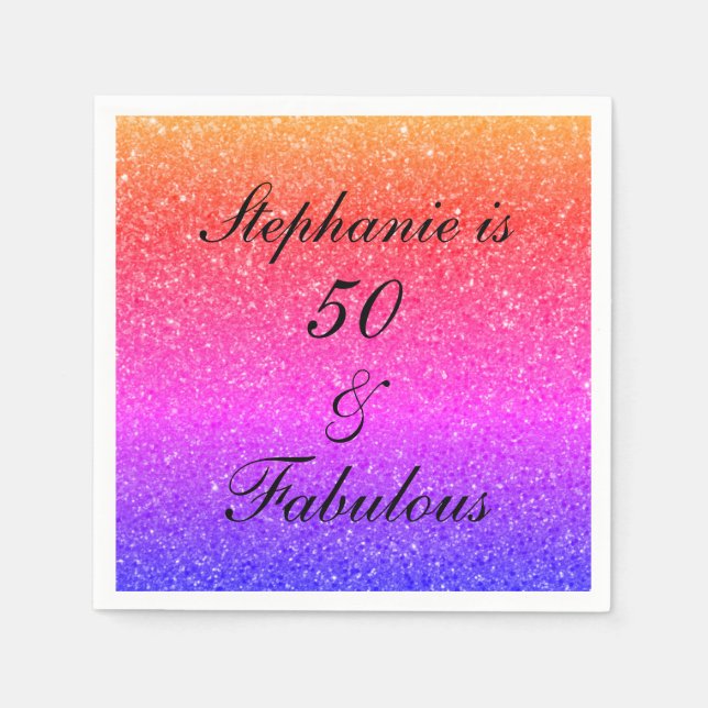 Serviette En Papier 50 Et Fabuleux Anniversaire Rose Parties scintilla (Devant)