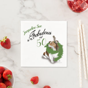 Serviette En Papier 50 et fabuleux Anniversaire Sheltie Chien Vert