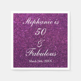 Serviette En Papier 50 Et Fabuleux Anniversaire Violet Parties scintil