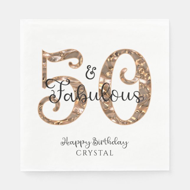 Serviette En Papier 50 ET FABULEUX Élégant 50e anniversaire Personnali (Devant)
