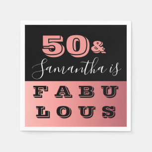 Serviette En Papier 50 et fabuleux Rose Gold 50e fête d'anniversaire