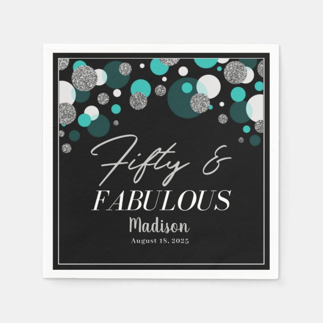 Serviette En Papier 50 et fabuleux serviettes noires et Turquoises (Devant)